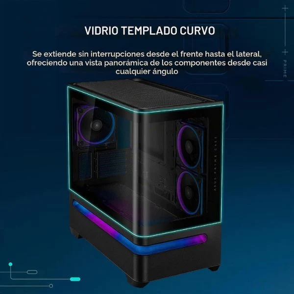 Case ASUS Prime AP202 TG ARGB Micro ATX Mid Tower Vidrio Templado 3xFan ARGB - Negro