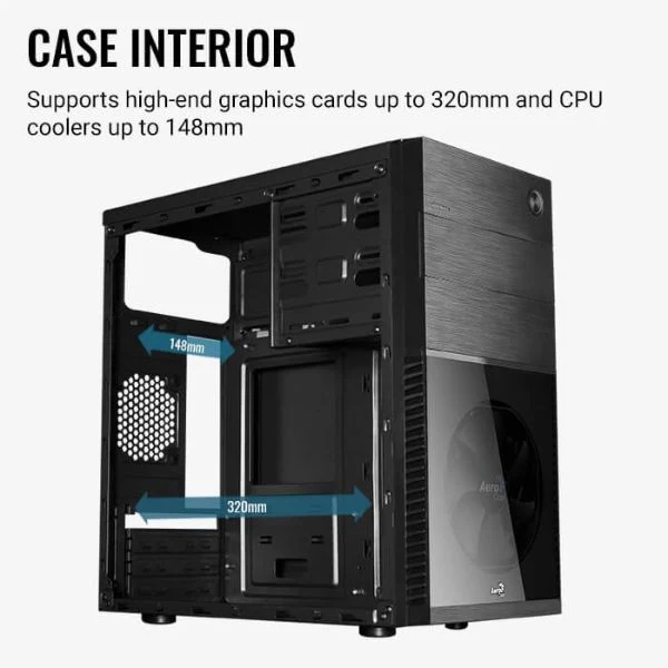 Case AeroCool CS-105 Cosmo Mini Tower Micro ATX/Mini-ITX 1xFan RGB USB 3.0 - Negro