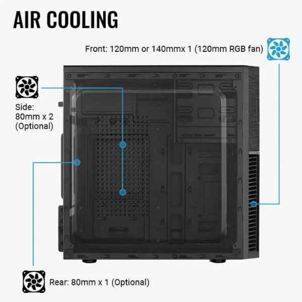 Case AeroCool CS-105 Cosmo Mini Tower Micro ATX/Mini-ITX 1xFan RGB USB 3.0 - Negro