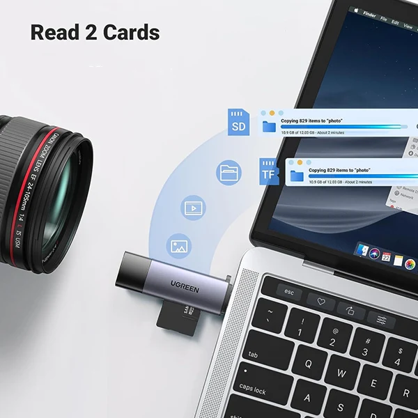 Ugreen Lecteur carte mémoire SD/TF USB-C & USB3.0 (50706)