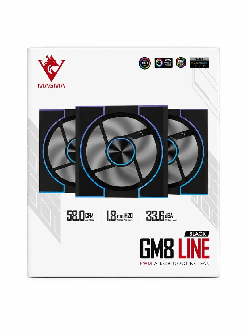 VENTILATEUR BOITIER MAGMA GM8 LINE ARGB BLACK (PACK 3 FANS)