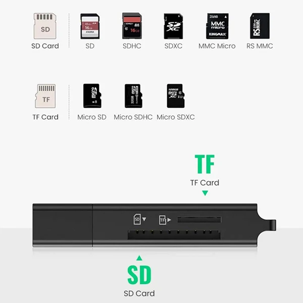 Ugreen Lecteur carte mémoire SD/TF USB 3.0 (2en1) Noir (40752)