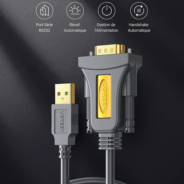 Ugreen Adaptateur USB 2.0 to DB9 RS-232 Male 3M (20223)