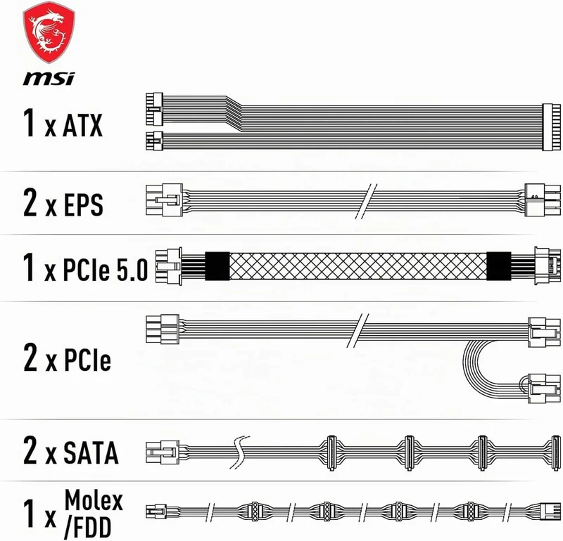MSI MAG A850GL PCIE5 850W – 80 Plus Gold ATX 3.0