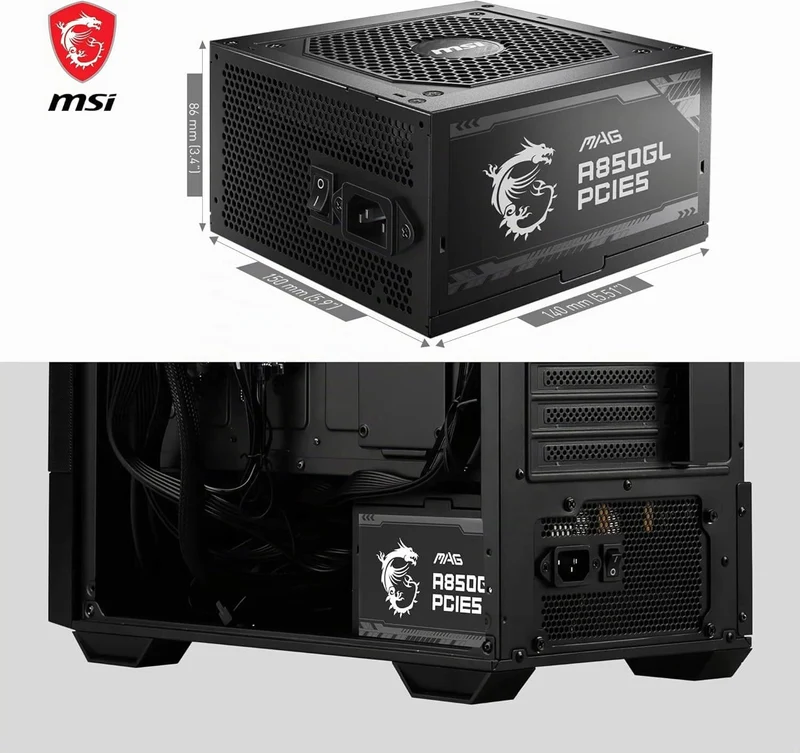 MSI MAG A850GL PCIE5 850W – 80 Plus Gold ATX 3.0