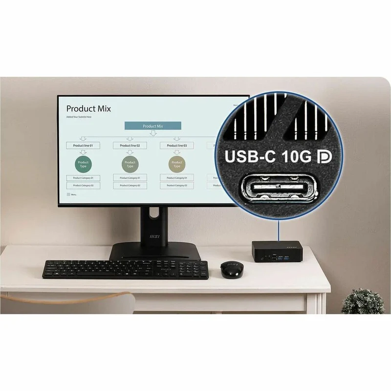 Mini PC MSI Cubi NUC TWG S-016US, Intel N150 4 Núcleos, 8GB DDR5, 128GB M.2 SATA SSD
