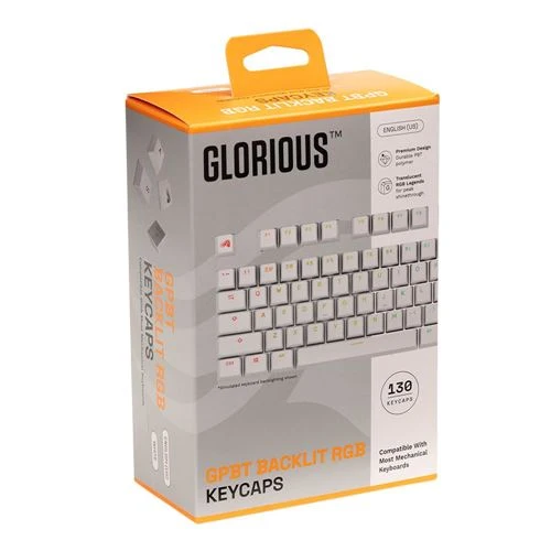 Set de Keycaps Glorious GPBT Retroiluminados - Blanco (131 piezas)