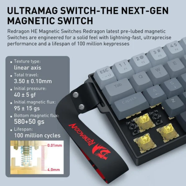 Redragon K617 HE FIZZ 60% Hyper Magnetic Switch