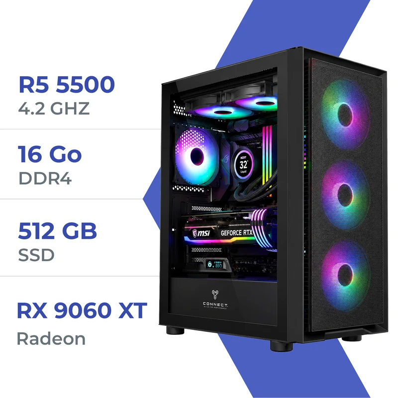 PC Gamer Techspace Ryzen 5 5500/512GB SSD/16GB/RX 9060 XT 16GB