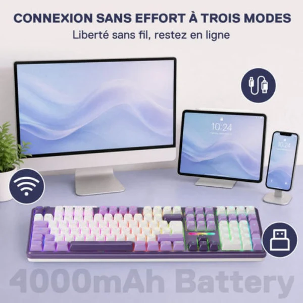 Redragon ANTONIUM K745 PRO Tri-Mode Mechanical Keyboard (Purple)
