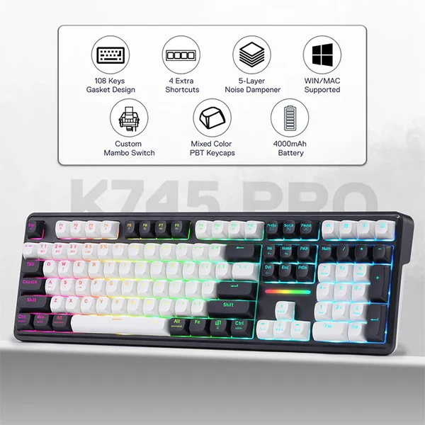 Redragon ANTONIUM K745 PRO Tri-Mode Mechanical Keyboard (Blue)