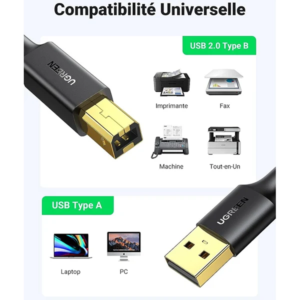Ugreen Cable imprimante USB 2.0 to BM 2M (20847)