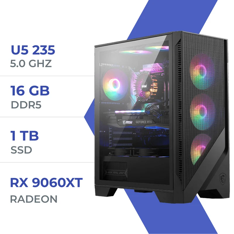 PC Gamer Techspace Ultra 5 235 /1TB SSD/16GB/RX 9060XT 16GB