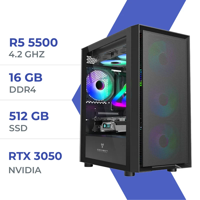PC Gamer Techspace Ryzen 5 5500/512GB SSD/16GB/RTX 3050 6GB