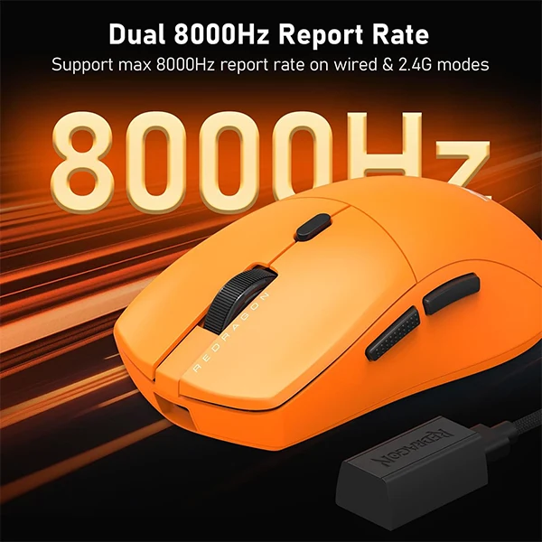 Redragon M919 Tri-mode 8k Gaming Mouse (Orange)