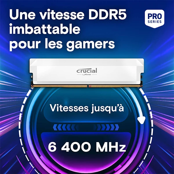 Crucial Pro DDR5 32 Go (2x16Go) 6400 MHz CL38 White