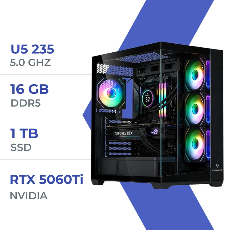 PC Gamer Techspace Ultra 5 235 /1TB SSD/16GB/RTX 5060Ti 16GB