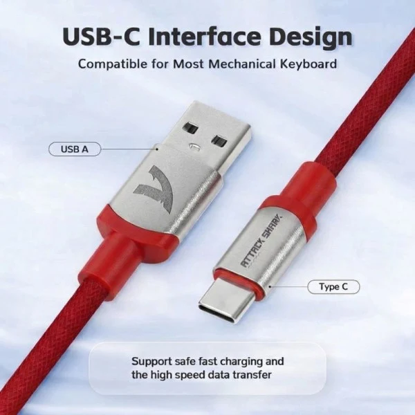 ATTACK SHARK C01 Pro Câble spiralé USB C (Red)