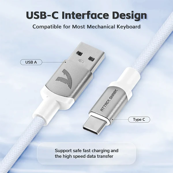 ATTACK SHARK C01 Pro Câble spiralé USB C (white)