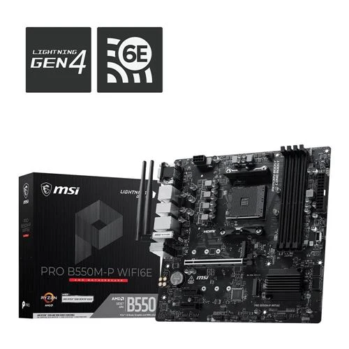 Tarjeta Madre MSI PRO B550M-P WIFI6E AMD AM4 B550 microATX