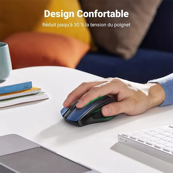 Ugreen Souris sans fil Design Egr 2,4 GHZ/15M Bleu (15064)