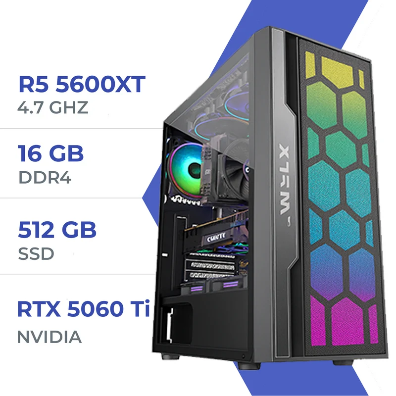 PC Gamer Techspace Ryzen 5 5600XT/512GB SSD/16GB/RTX 5060 Ti 8GB