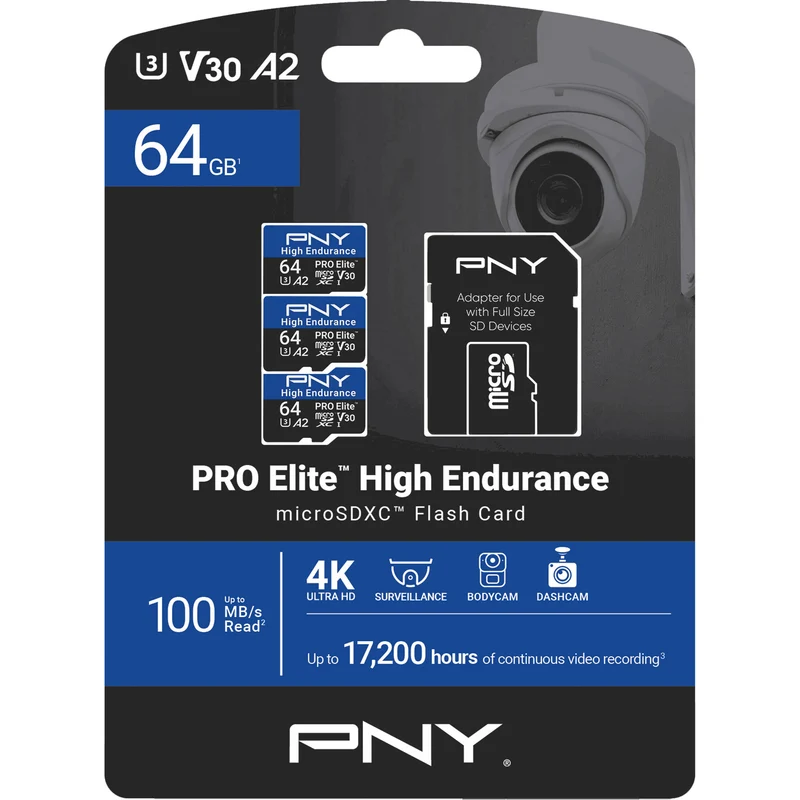 Tarjeta PNY 64GB PRO Elite High Endurance microSDXC con SD Adapter ()