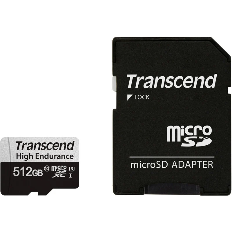 Tarjeta Transcend 512GB High Endurance 350V UHS-I microSDXC con SD Adapter