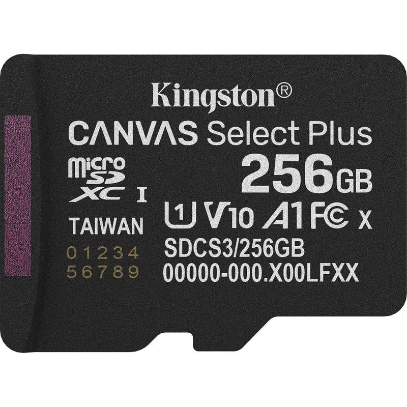 Tarjeta Kingston 256GB Canvas Select Plus UHS-I microSDXC con SD Adapter