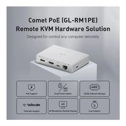 KVM Remoto PoE GL.iNet Comet PoE (GL-RM1PE) 32GB