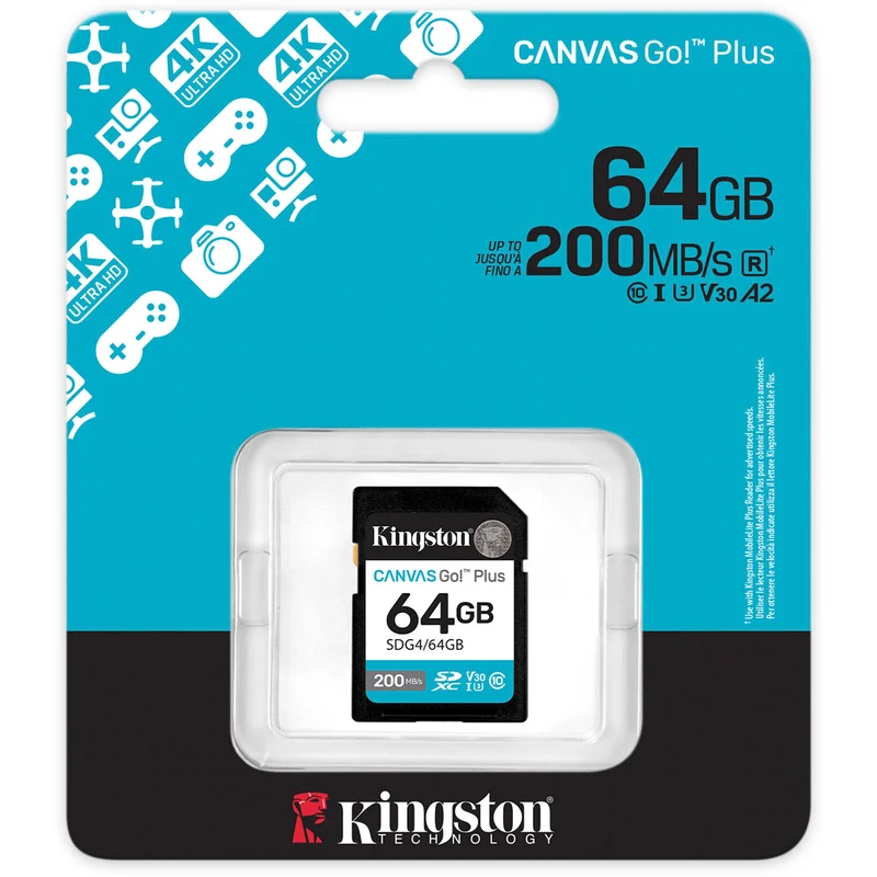 Tarjeta Kingston 64GB Canvas Go! Plus UHS-I SDXC