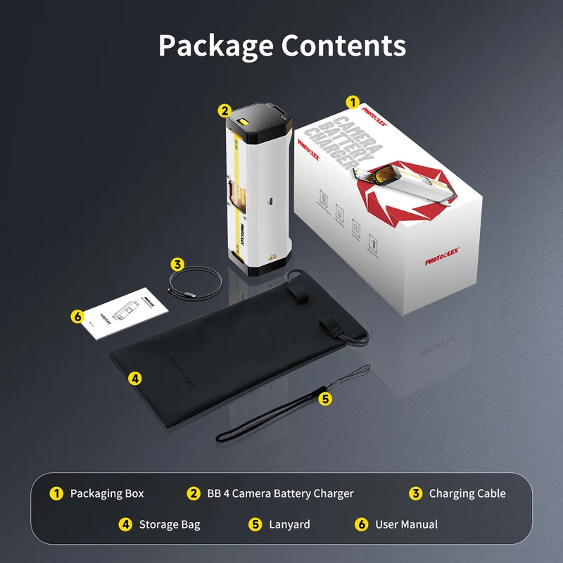 Cargador PHOTOOLEX BB4 (4 bahías) para Canon LP-E6P