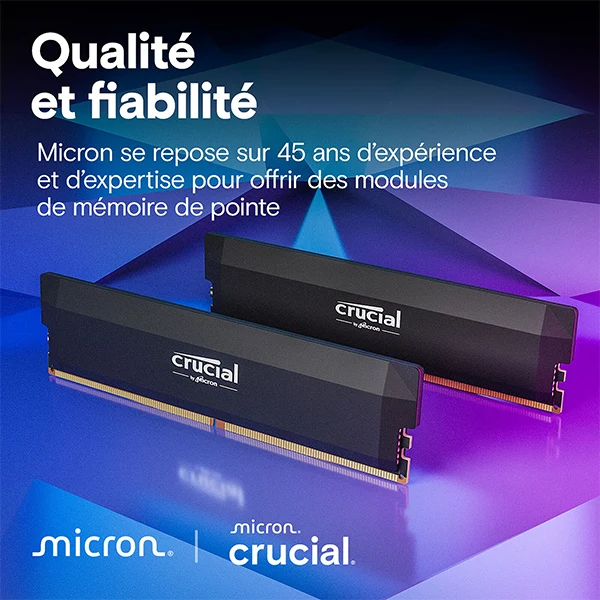 Crucial Pro DDR5 OC 64 Go (2 x 32 Go) 6400 MHz CL40