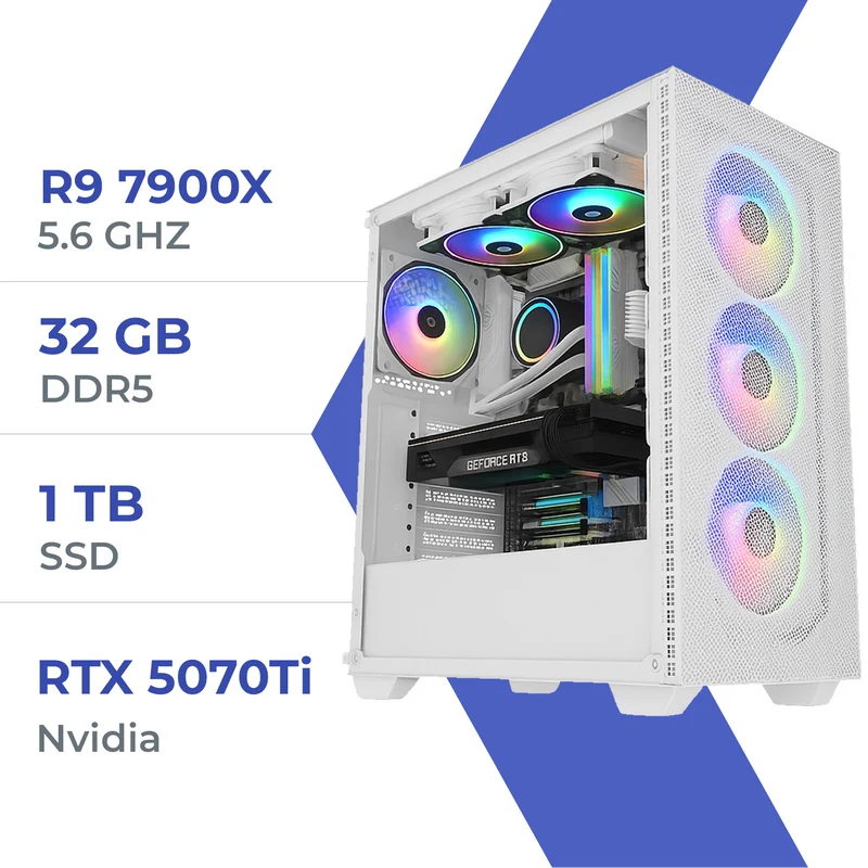 PC Gamer Techspace R9 7900X /1TB SSD/32GB/RTX 5070 Ti