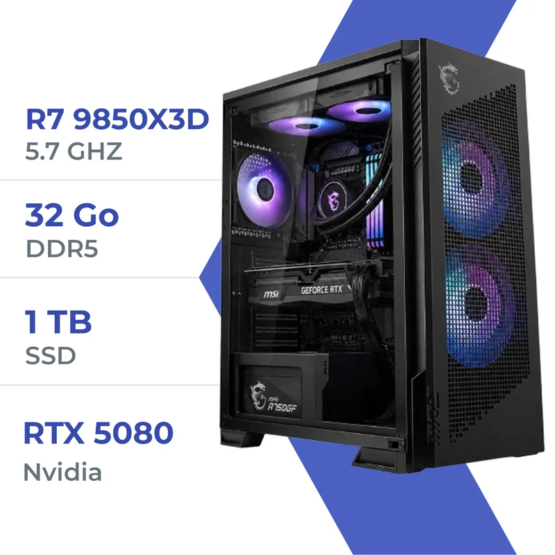 PC Gamer Techspace R7 9850X3D /1TB SSD/32GB/RTX 5080