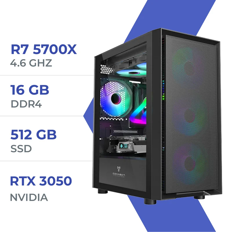 PC Gamer Techspace R7 5700X/512GB SSD/16GB/RTX 3050 6GB