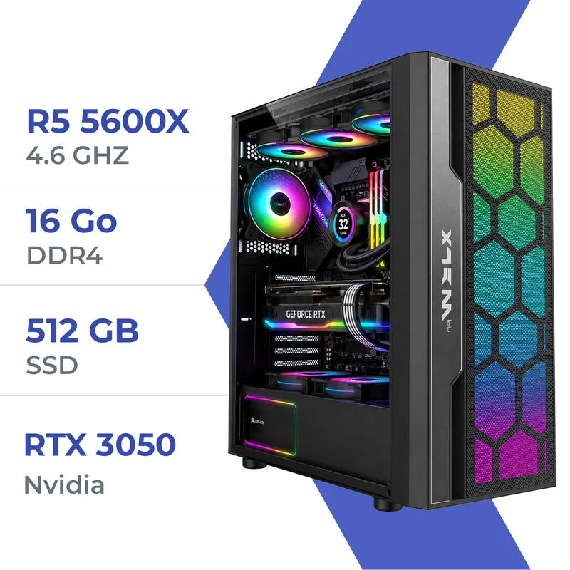 PC Gamer Techspace Ryzen 5 5600X/500GB SSD/16GB/RTX 3050 6GB