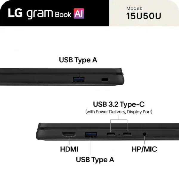 Laptop LG gram Book Touchscreen Intel Core Ultra 5 115U 16 GB RAM 512 GB SSD 15.6" Intel Graphics Win 11 Home - Black