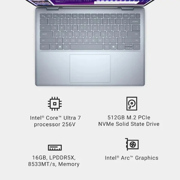 Laptop Dell Plus Copilot+ PC 2 en 1 Intel Core Ultra 7 256V (2.2GHz) 16 GB RAM 512 GB SSD 14" Intel Arc Win 11 Home - Ice Blue