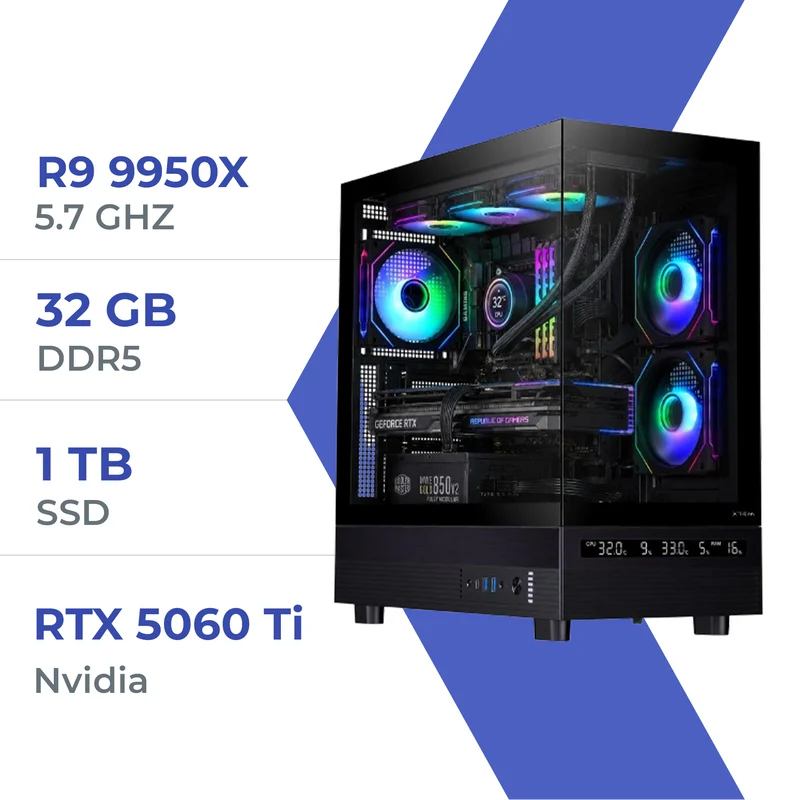 PC Gamer Techspace Ryzen 9 9950X/1TB SSD/32GB/RTX 5060 Ti 16GB
