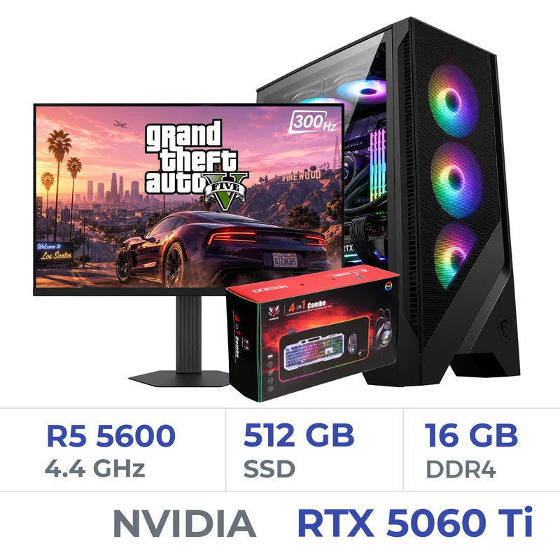 Setup Complet Techspace Ryzen 5 5600/512 GB SSD/16GB/RTX 5060Ti 8G