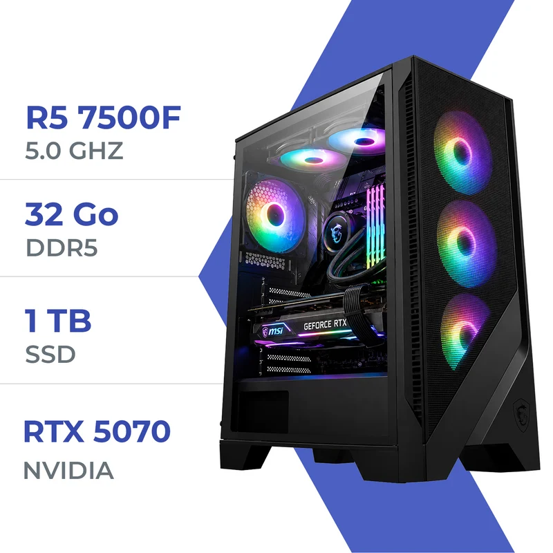 PC Gamer Techspace R5 7500F/1TB SSD/32GB/RTX 5070