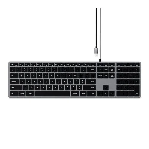Teclado Satechi Slim W3 Cableado USB-C Retroiluminado con Numpad Gris