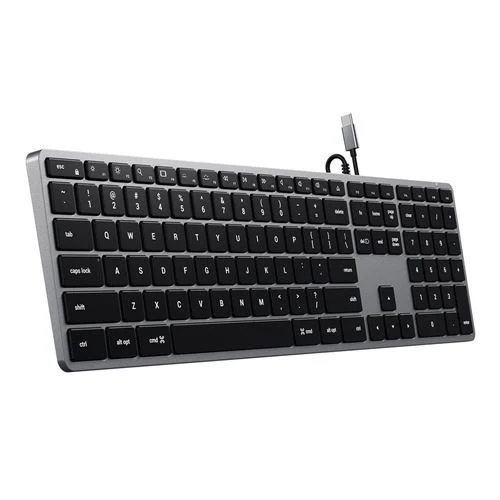 Teclado Satechi Slim W3 Cableado USB-C Retroiluminado con Numpad Gris