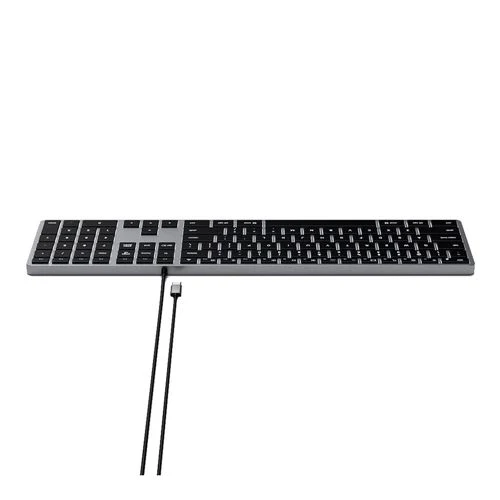 Teclado Satechi Slim W3 Cableado USB-C Retroiluminado con Numpad Gris