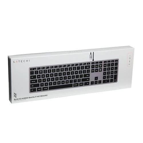 Teclado Satechi Slim W3 Cableado USB-C Retroiluminado con Numpad Gris