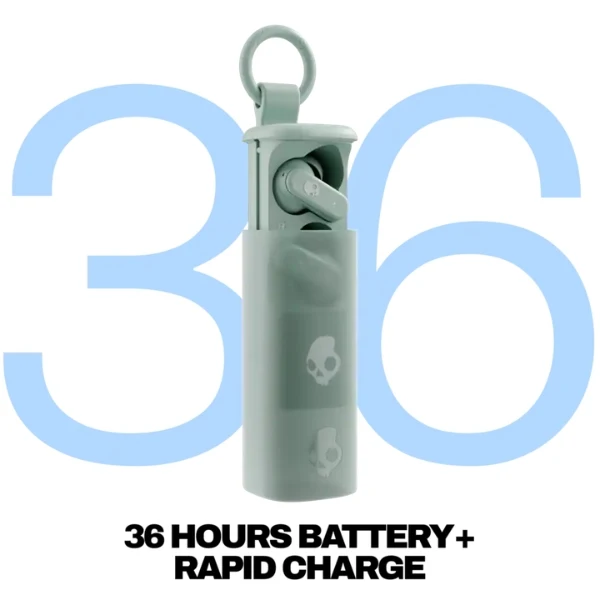 Audífonos Skullcandy Dime Evo True Wireless Bluetooth con Estuche Clip y 36 Horas de Batería - Verde Salvia