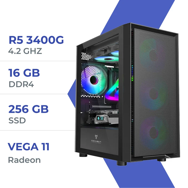PC Gamer Techspace Ryzen 5 3400G/16GB/256GB SSD/Radeon Vega 11