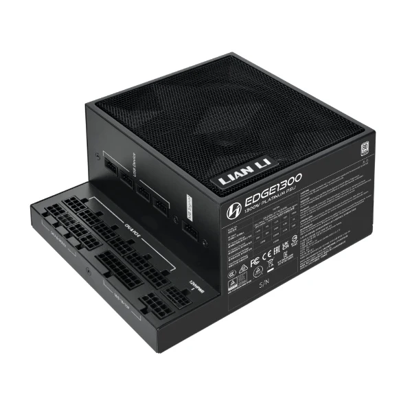 Fuente de Poder Lian Li EDGE 1000W Gaming ATX 3.1 - 80 Plus Platinum - Full Modular - PCIe 5.1 - Diseño L - Negro