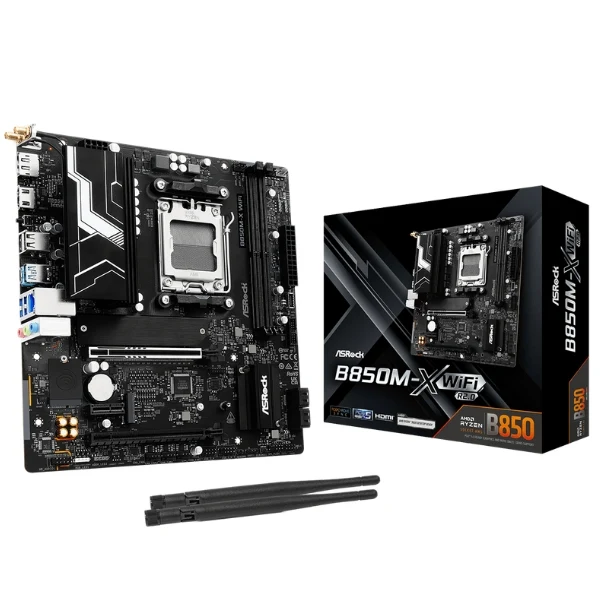 Tarjeta Madre ASRock B850M-X WiFi R2.0 - mATX - Socket AM5 - DDR5 - WiFi 6E - HDMI/DP - Negro